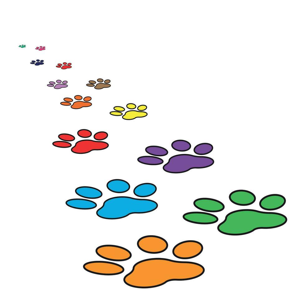 coloré patte impression icône vecteur illustration isolé sur blanc Contexte. chien, chat, ours patte symbole plat pictogramme.