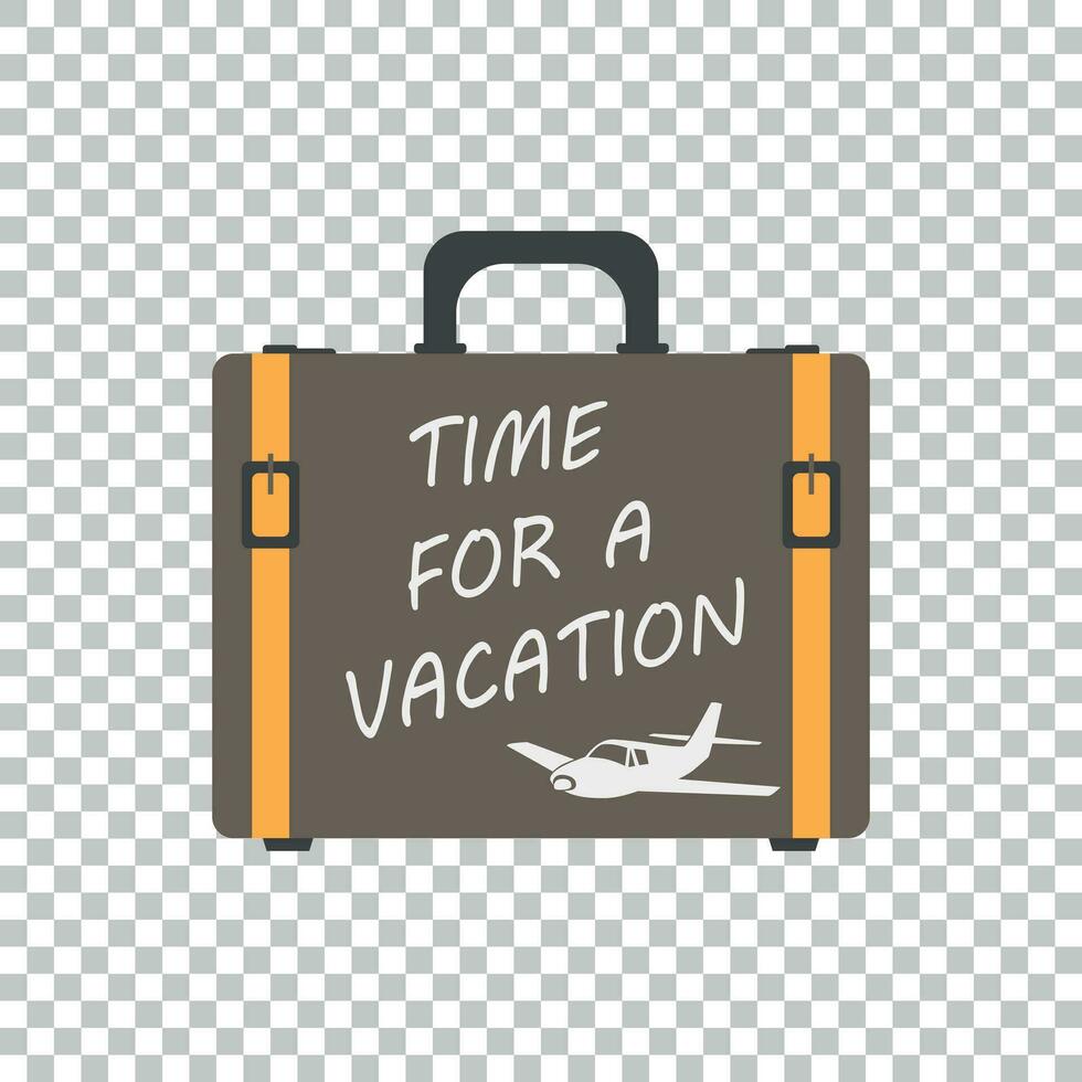 temps pour une vacances concept plat vecteur illustration. valise pour tourisme, voyage, voyage, visite, voyage, été vacances.