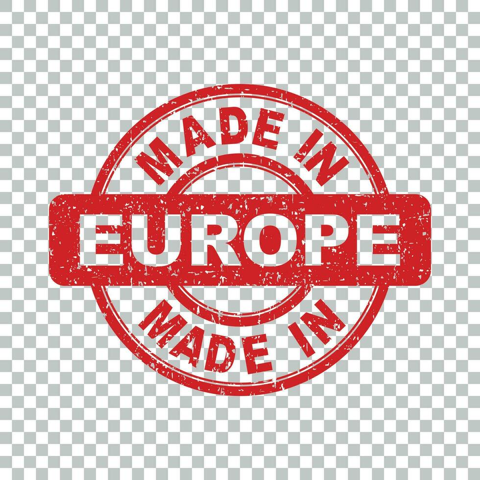 fabriqué dans L'Europe  rouge timbre. vecteur illustration sur isolé Contexte