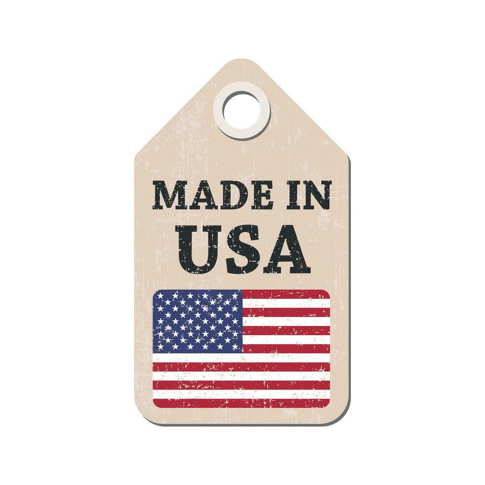 pendre étiquette fabriqué dans Etats-Unis avec drapeau. vecteur illustration