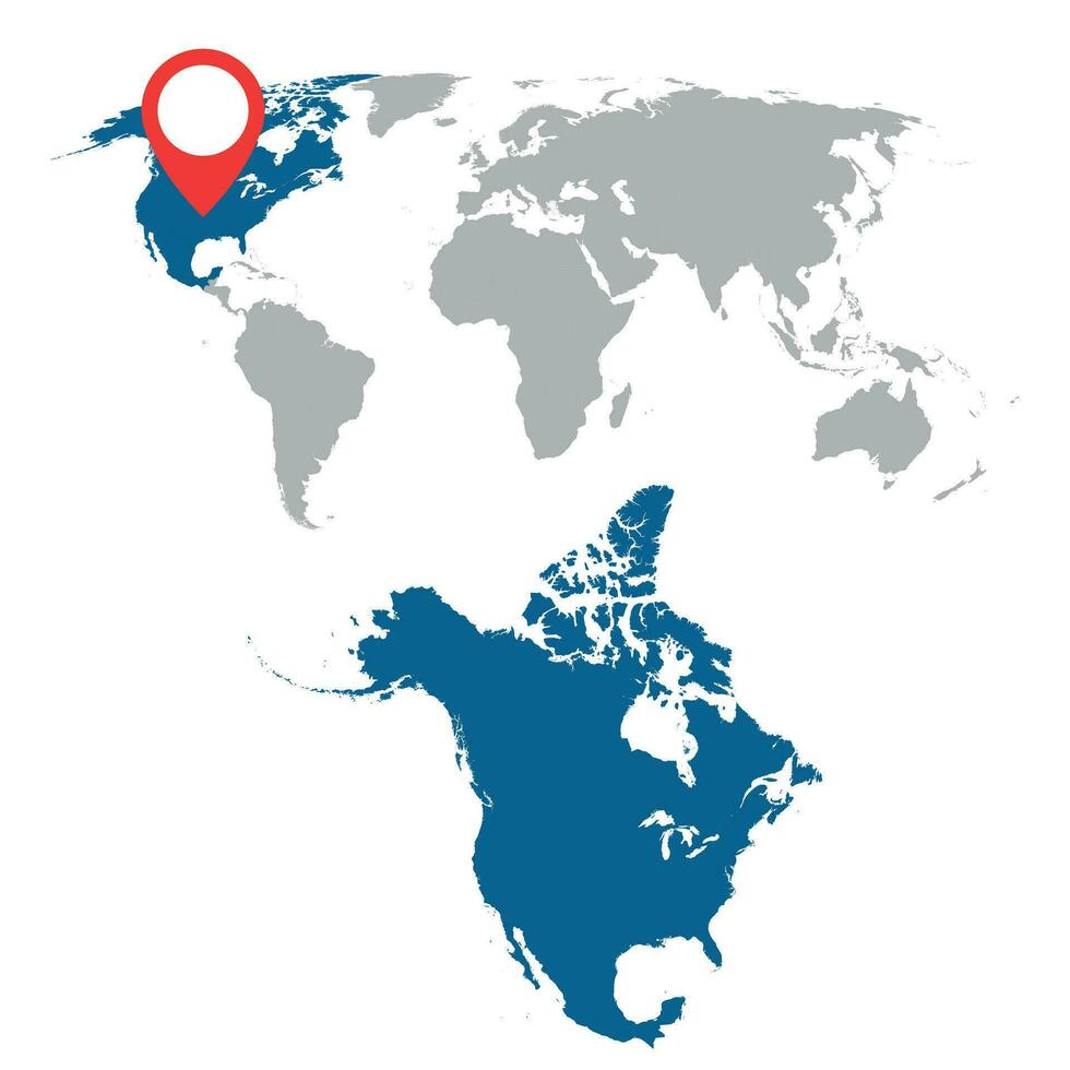 détaillé carte de Nord Amérique et monde carte la navigation ensemble. plat vecteur illustration.