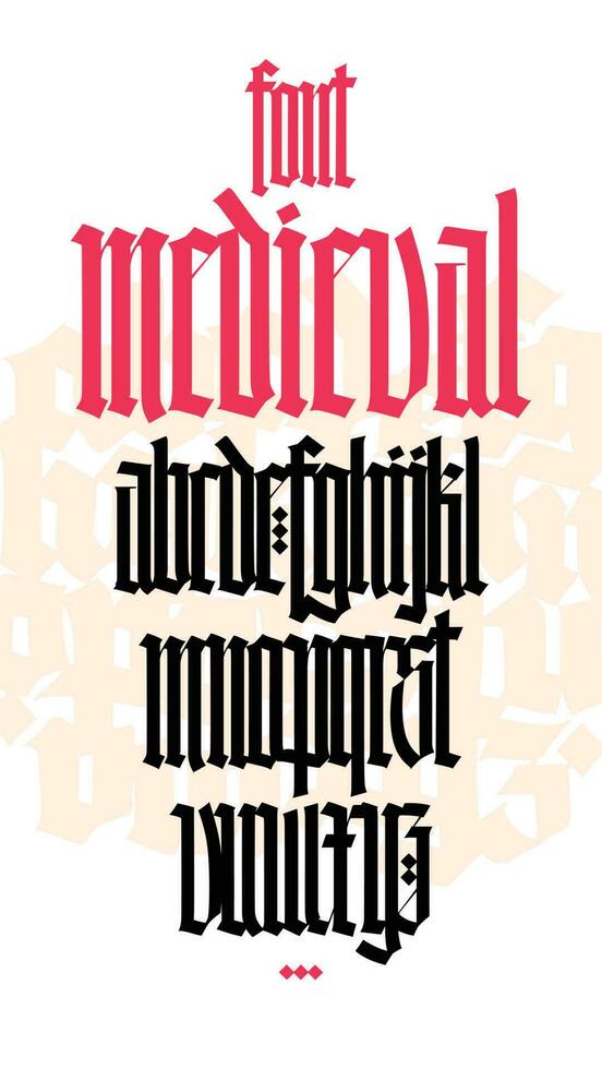 gothique, afficher Anglais alphabet. médiéval Latin des lettres. vecteur