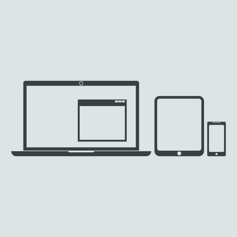 ordinateur portable, tablette, téléphone icône vecteur plat