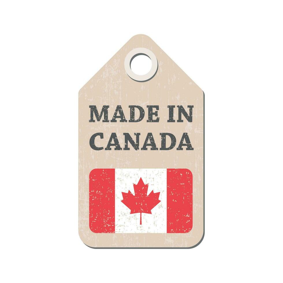 pendre étiquette fabriqué dans Canada avec drapeau. vecteur illustration