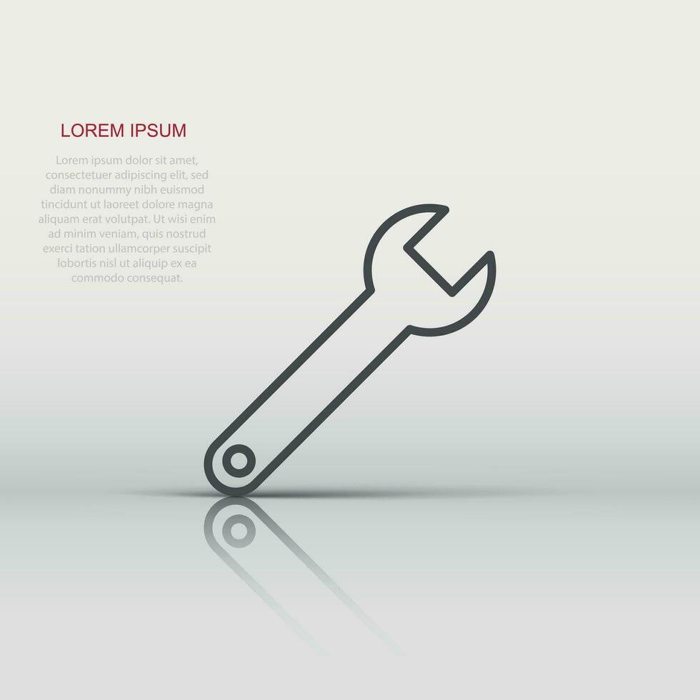 icône de clé dans un style plat. illustration vectorielle de clé à molette sur fond blanc isolé. concept d'entreprise d'équipement de réparation. vecteur