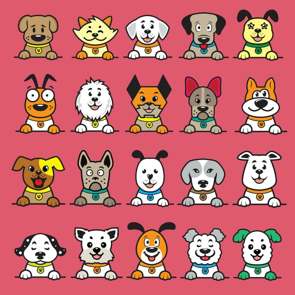 une collection de chiens avec différent couleurs vecteur