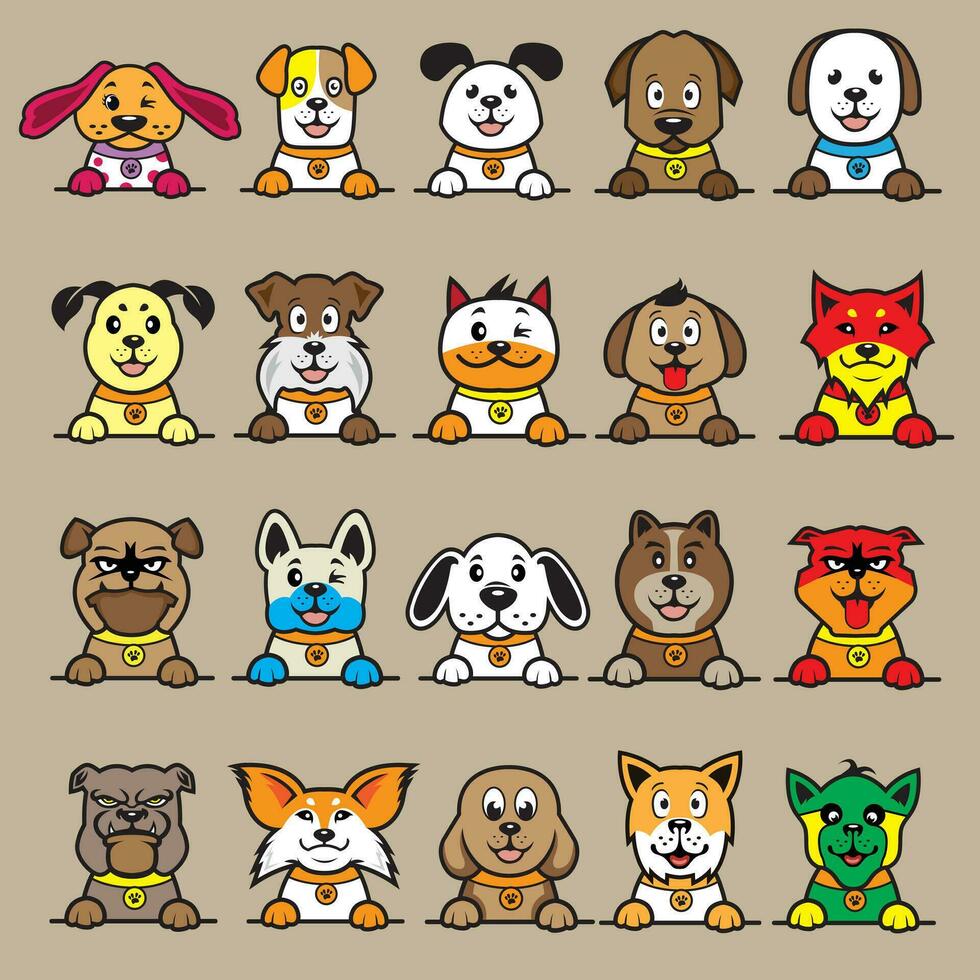une collection de chiens avec différent couleurs vecteur