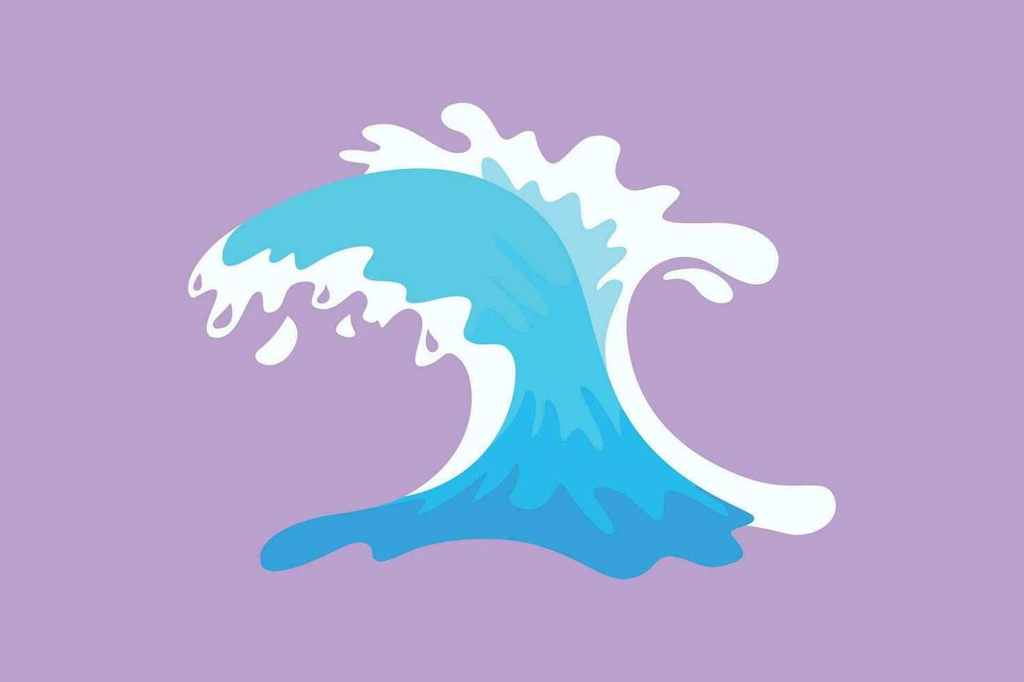 dessin animé plat style dessin de le surf océan vagues isolé sur bleu arrière-plan, aussi logo, icône, idée, modèle. l'eau éclaboussures vague tournoiement isolé poussée des étincelles briseur. graphique conception vecteur illustration