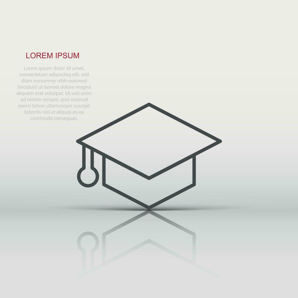 icône de chapeau de graduation dans un style plat. illustration vectorielle de cap étudiant sur fond blanc isolé. concept d'entreprise universitaire. vecteur