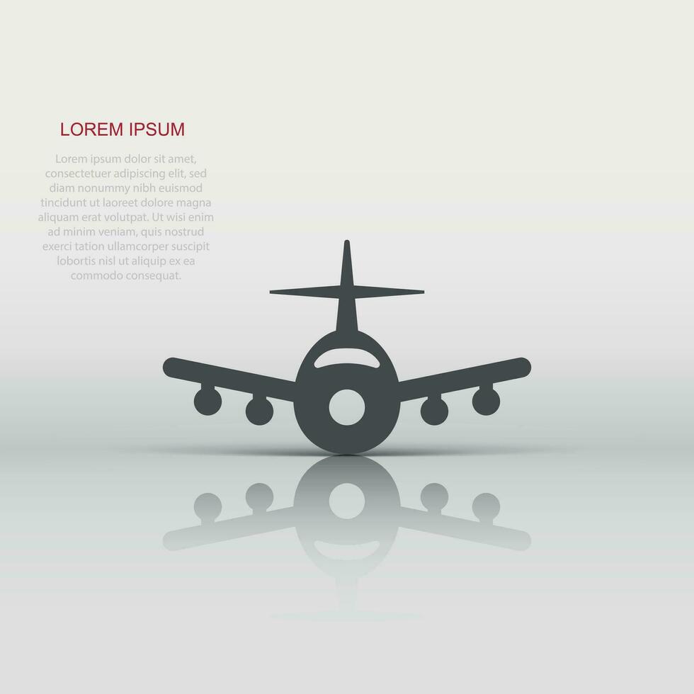 icône d'avion dans un style plat. illustration vectorielle d'avion sur fond blanc isolé. concept d'entreprise d'avion de ligne de vol. vecteur