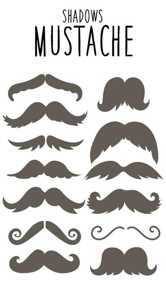 une ensemble de graphique Icônes avec branché moustache taches. une grand collection de moustaches avec taches de différent formes. vecteur illustration, éléments pour surmatelas pour une vacances, une photo tirer. salon de coiffure