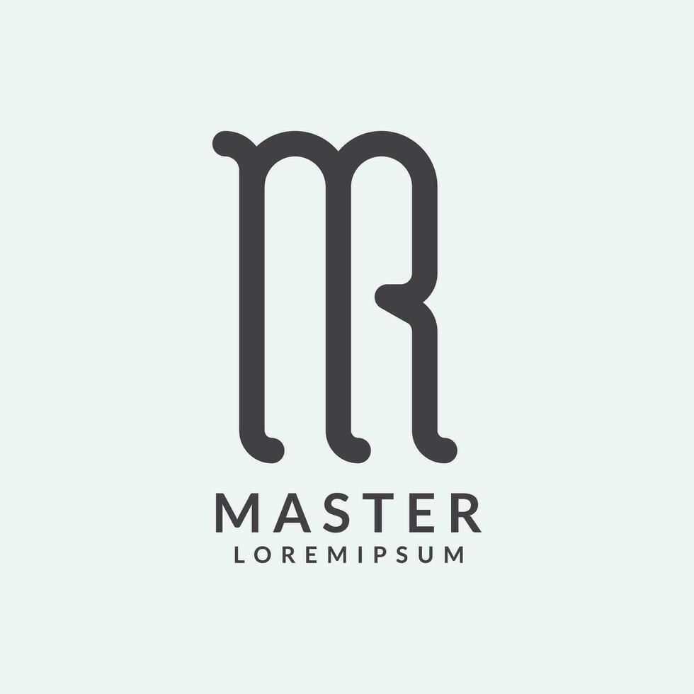 Monsieur ligne art logo, minimaliste abstrait initiale lettre Monsieur logo vecteur