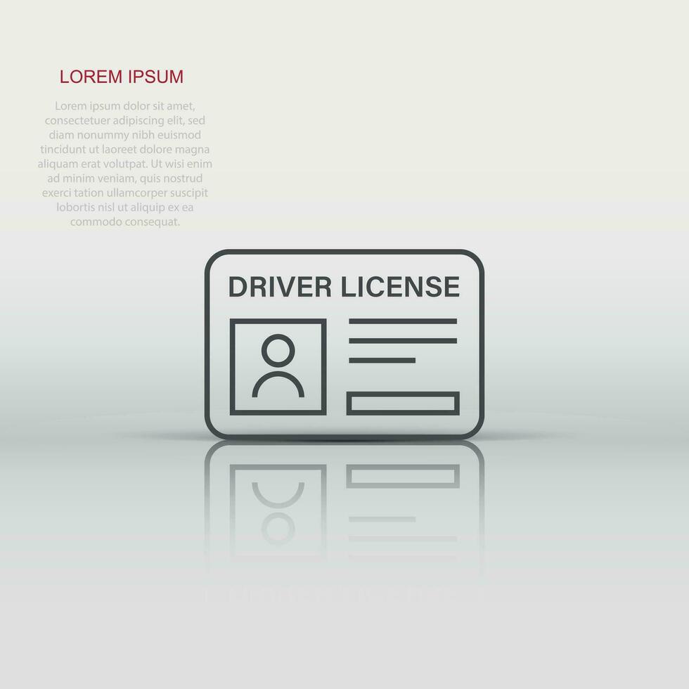 icône de permis de conduire dans un style plat. illustration vectorielle de carte d'identité sur fond blanc isolé. concept d'entreprise d'identité. vecteur