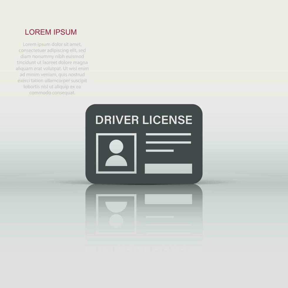 icône de permis de conduire dans un style plat. illustration vectorielle de carte d'identité sur fond blanc isolé. concept d'entreprise d'identité. vecteur