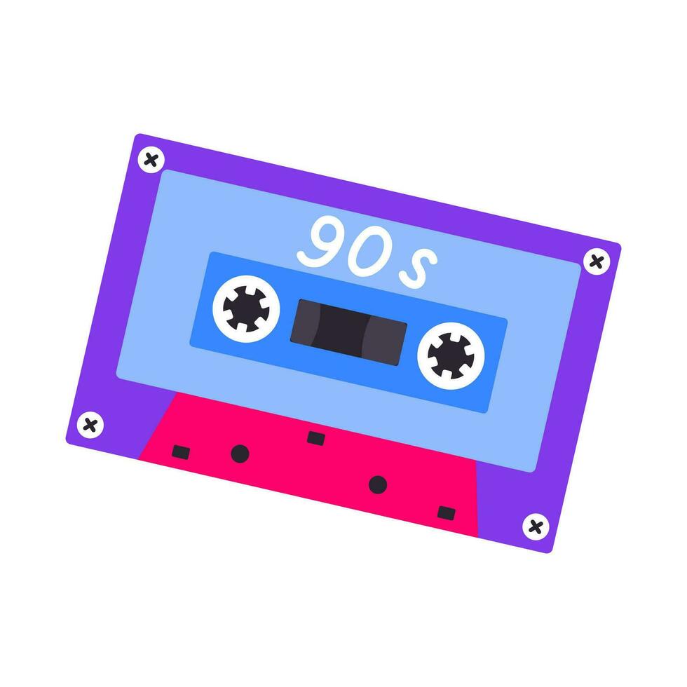 classique Années 80 Années 90 l'audio cassette dans moderne plat style. main tiré vecteur illustration. mode correctif, badge, emblème. vecteur illustration