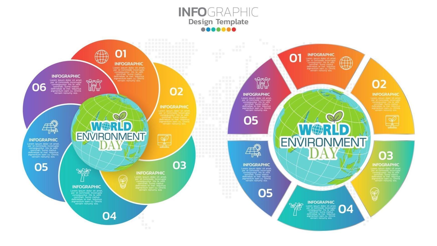 infographie élément de cercle 6 étapes avec diagramme numérique et graphique, conception de graphique d'entreprise. vecteur