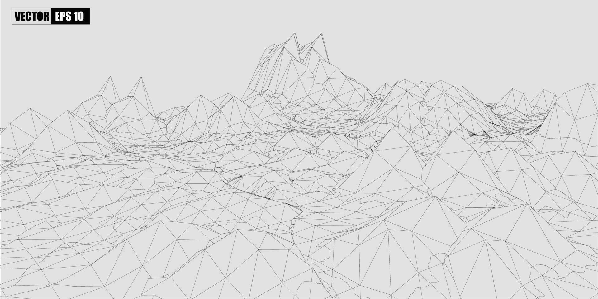 3d filaire de montagnes polygonal paysage.vecteur illustration vecteur