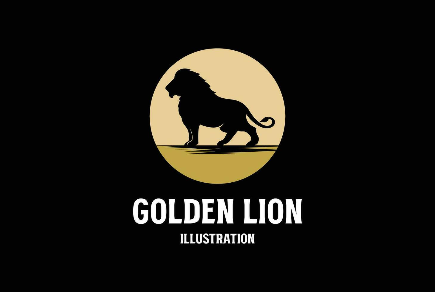 cercle circulaire d'or luxe Lion crête silhouette conception vecteur
