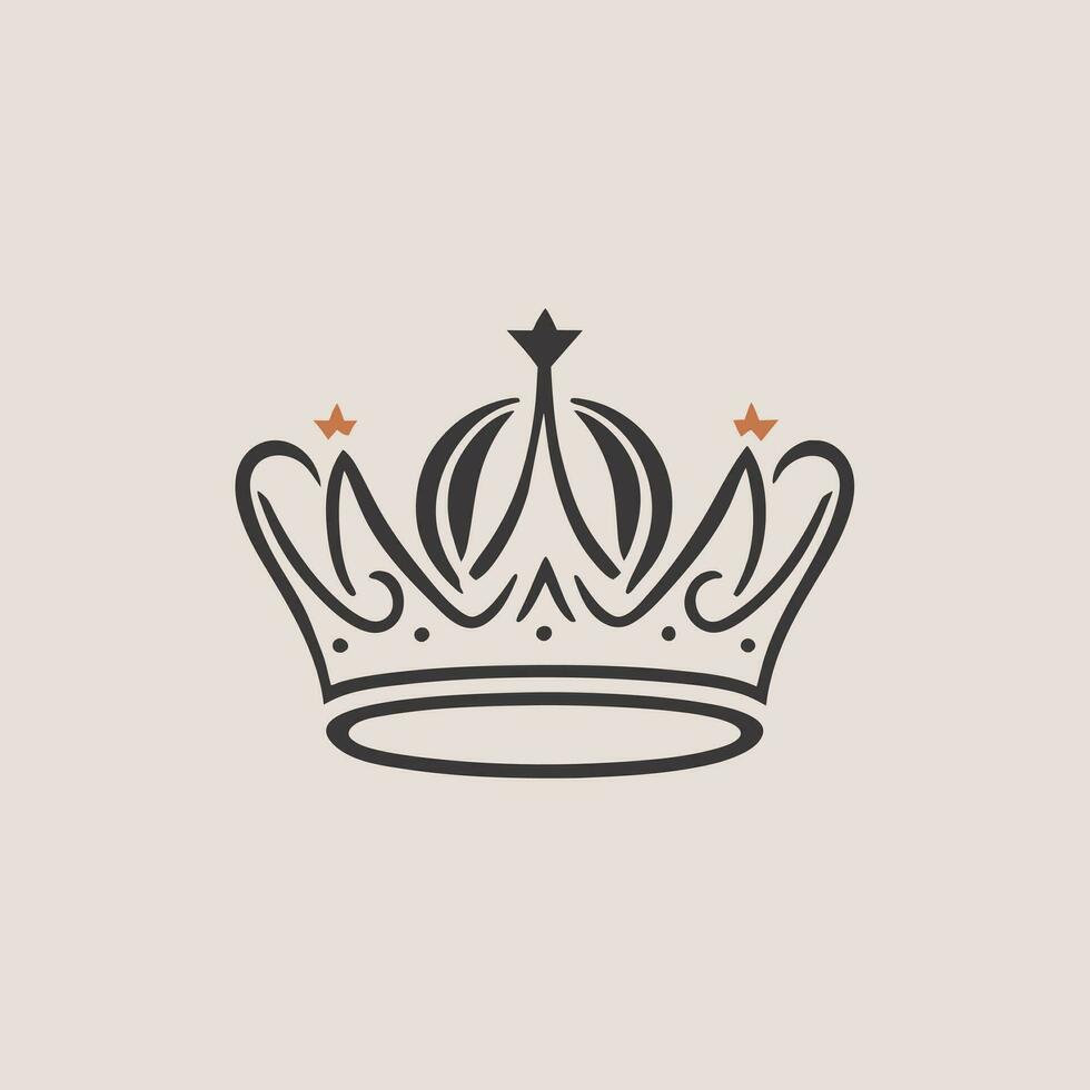 couronne logo, vecteur illustration ligne art