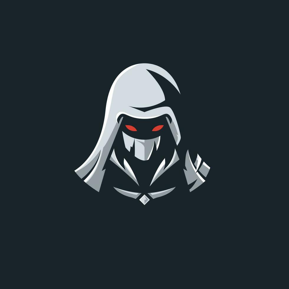 mascotte logo, jeu badge, assassin mascotte logo. vecteur