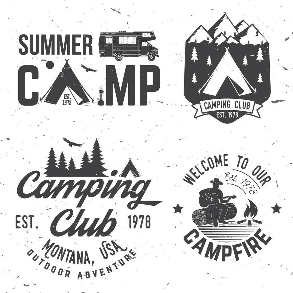 camp d'été. illustration vectorielle. concept de chemise ou de logo, d'impression, de timbre ou de tee-shirt. vecteur