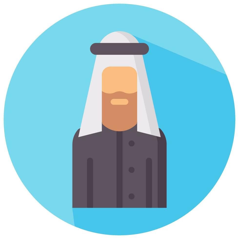 arabe homme avatar vecteur rond plat icône