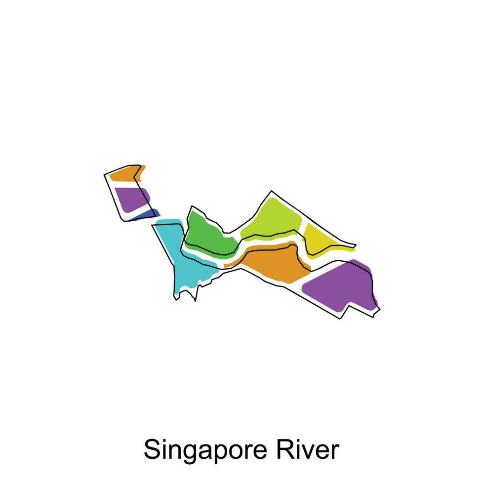 vecteur carte de Singapour rivière coloré illustration modèle conception sur blanc Contexte