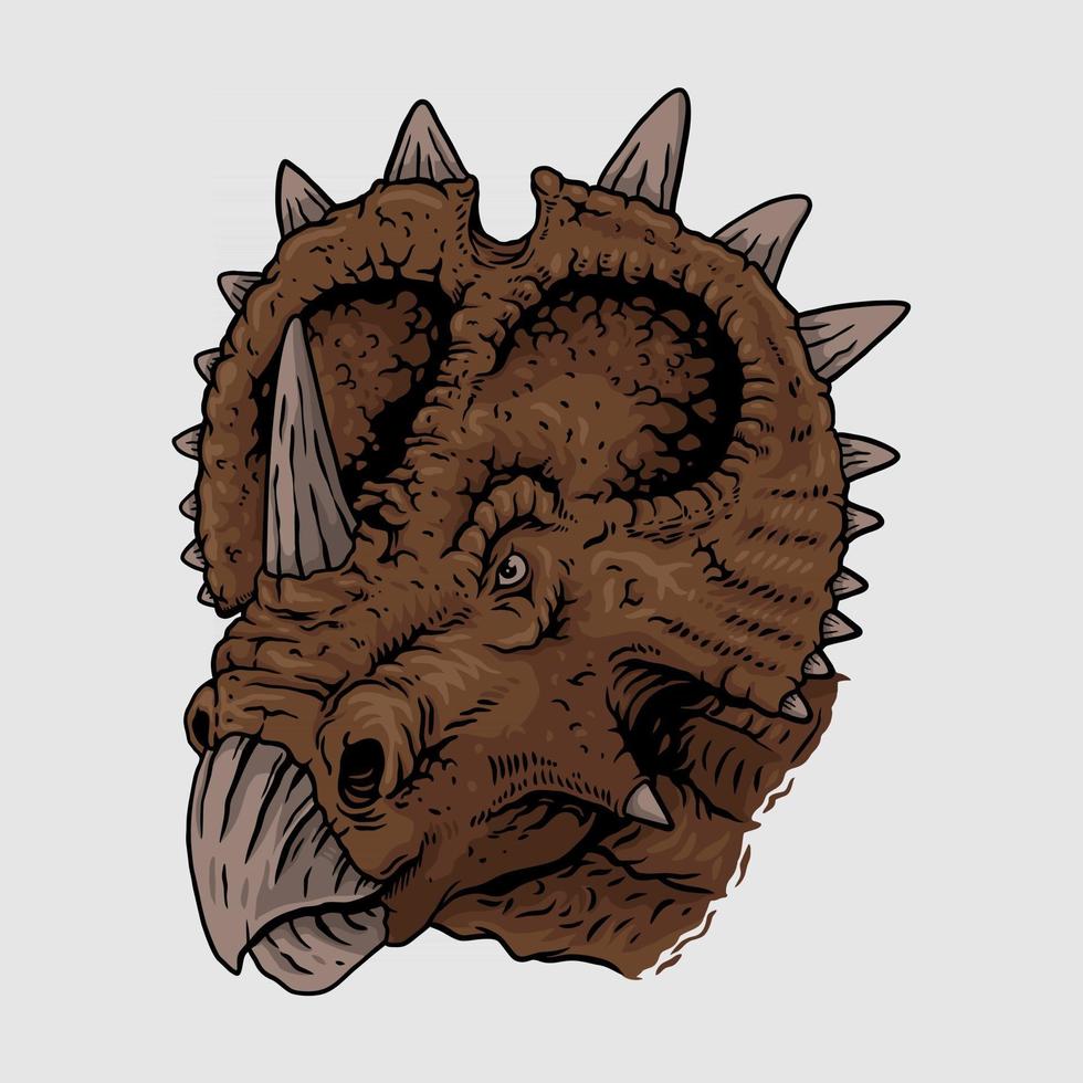 Tête de dessin mascotte de tricératops, vecteur premium d'illustration