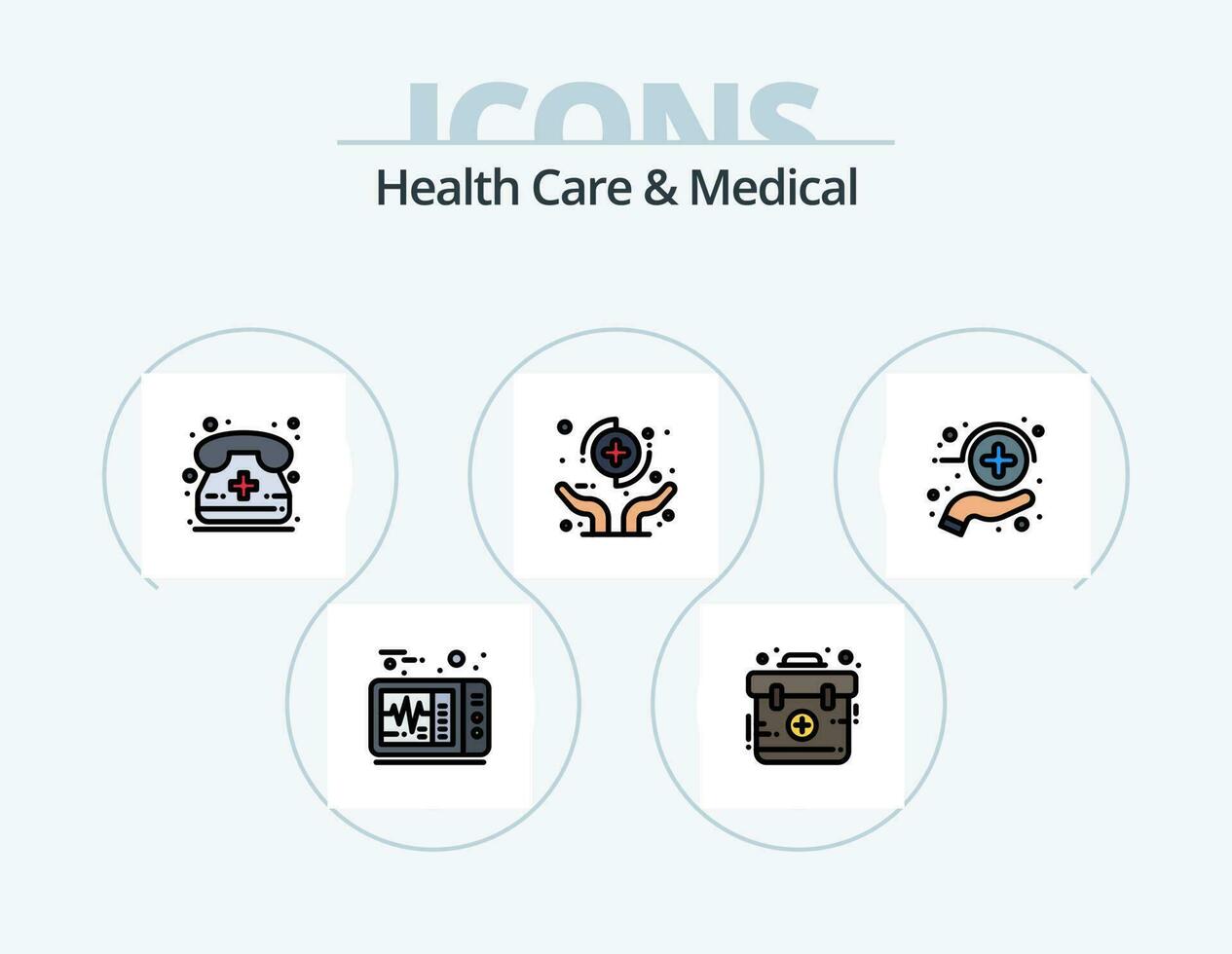 santé se soucier et médical ligne rempli icône pack 5 icône conception. pilules. bouteille. dentiste. dentifrice. nettoyer vecteur