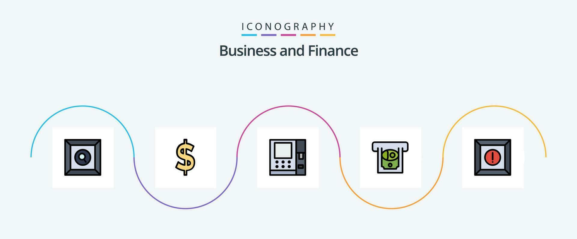 la finance ligne rempli plat 5 icône pack comprenant . argent. vecteur