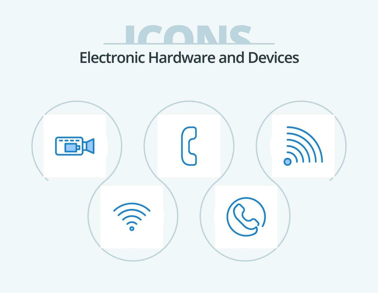 dispositifs bleu icône pack 5 icône conception. . téléphone. vecteur