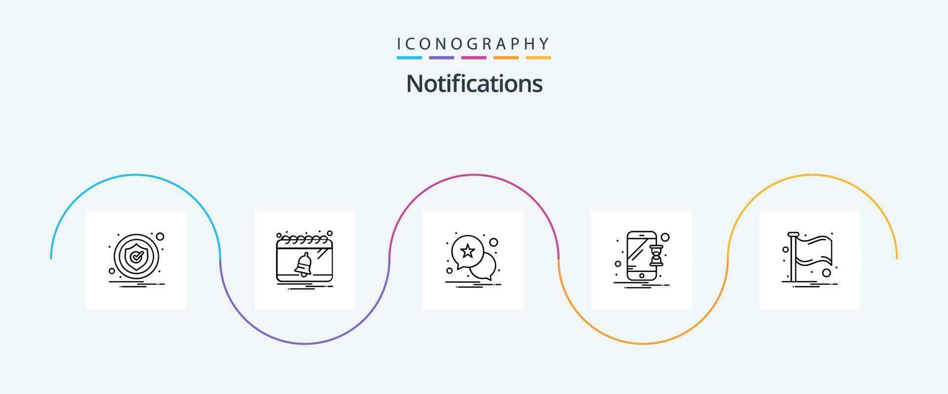 notifications ligne 5 icône pack comprenant notification. pays. notification. notification. Sablier vecteur