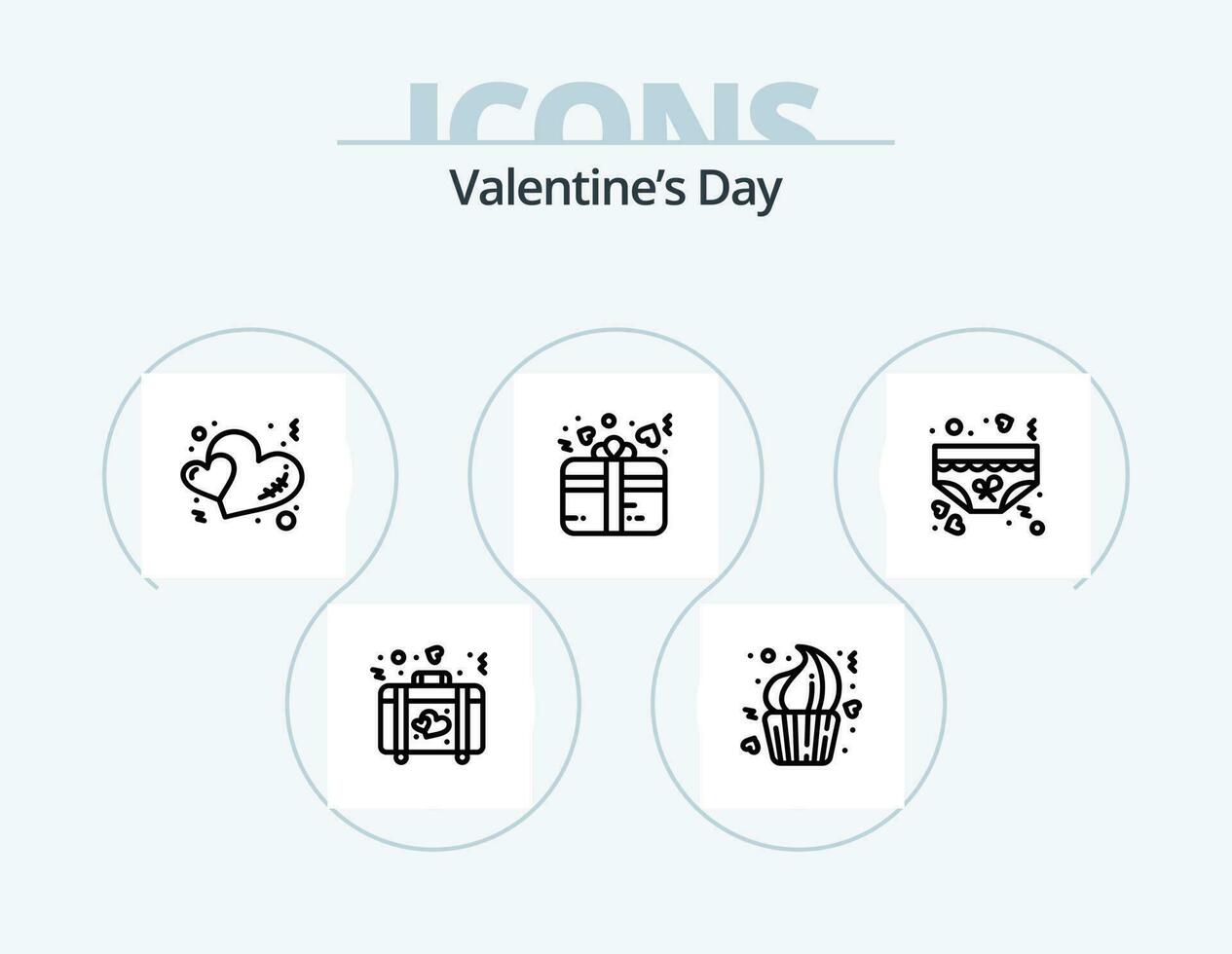 valentines journée ligne icône pack 5 icône conception. chaîne. lumière. vêtements. lampe. romance vecteur
