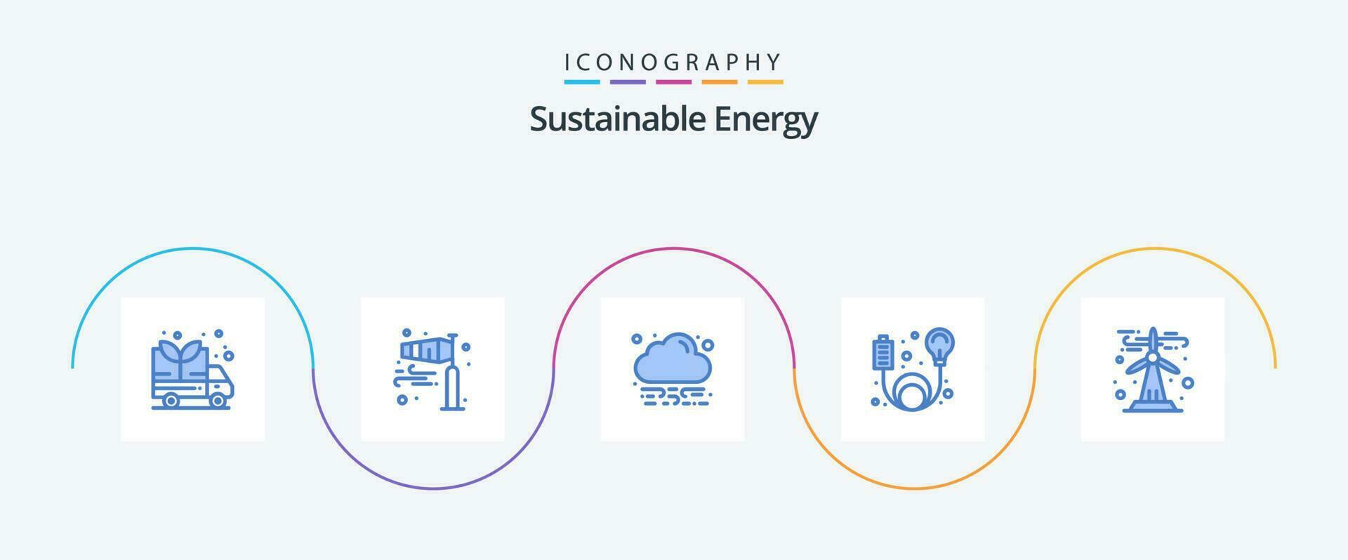 durable énergie bleu 5 icône pack comprenant renouvelable. écologie. énergie. énergie. câble vecteur