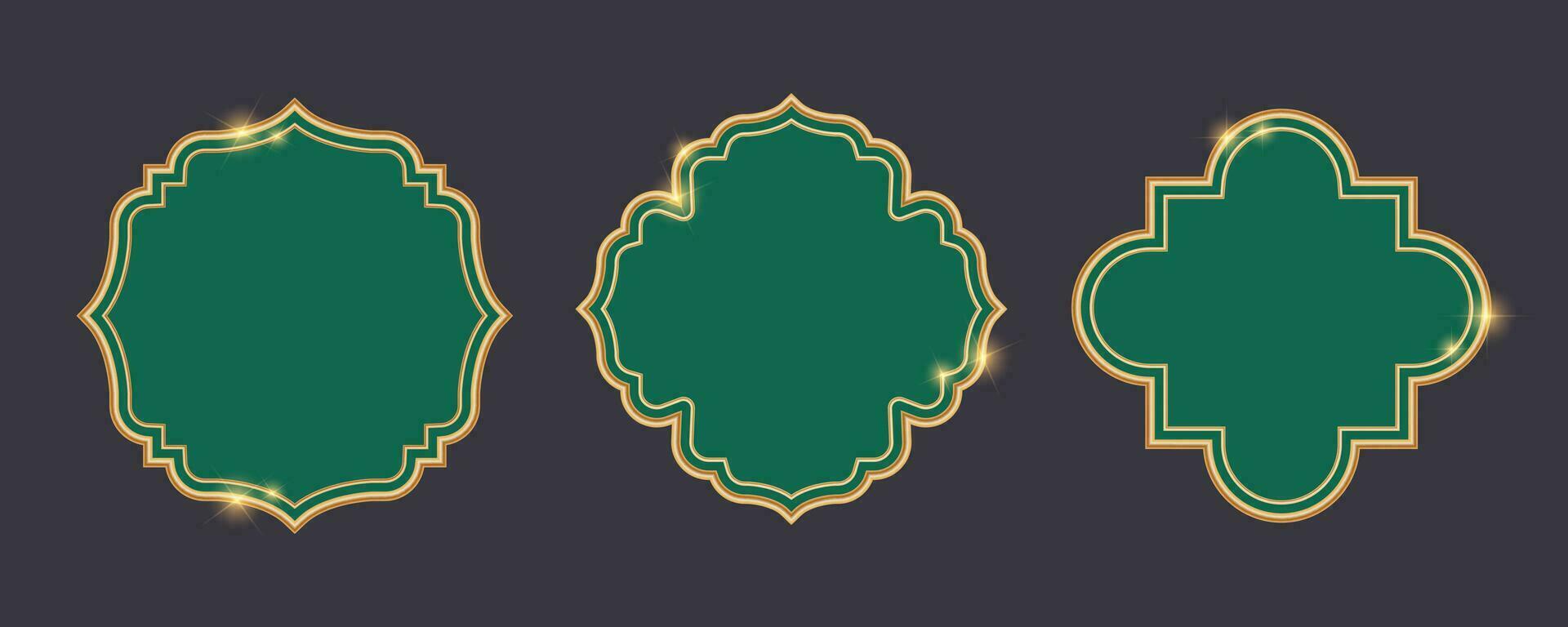 Ramadan Cadre avec modèle frontière avec ornement. islamique d'or bannière. luxe conception éléments. vecteur décoration forme pour entête et invitation.