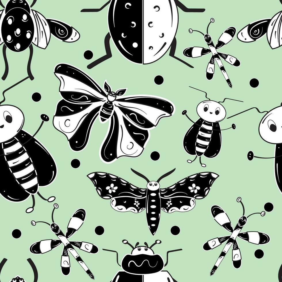 modèle Contexte avec insecte esquisser personnages vecteur illustration