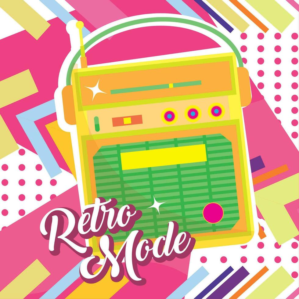 isolé vieux radio nostalgique vibrant rétro coloré Contexte vecteur illustration