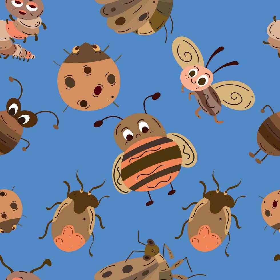 modèle Contexte avec insecte esquisser personnages vecteur illustration