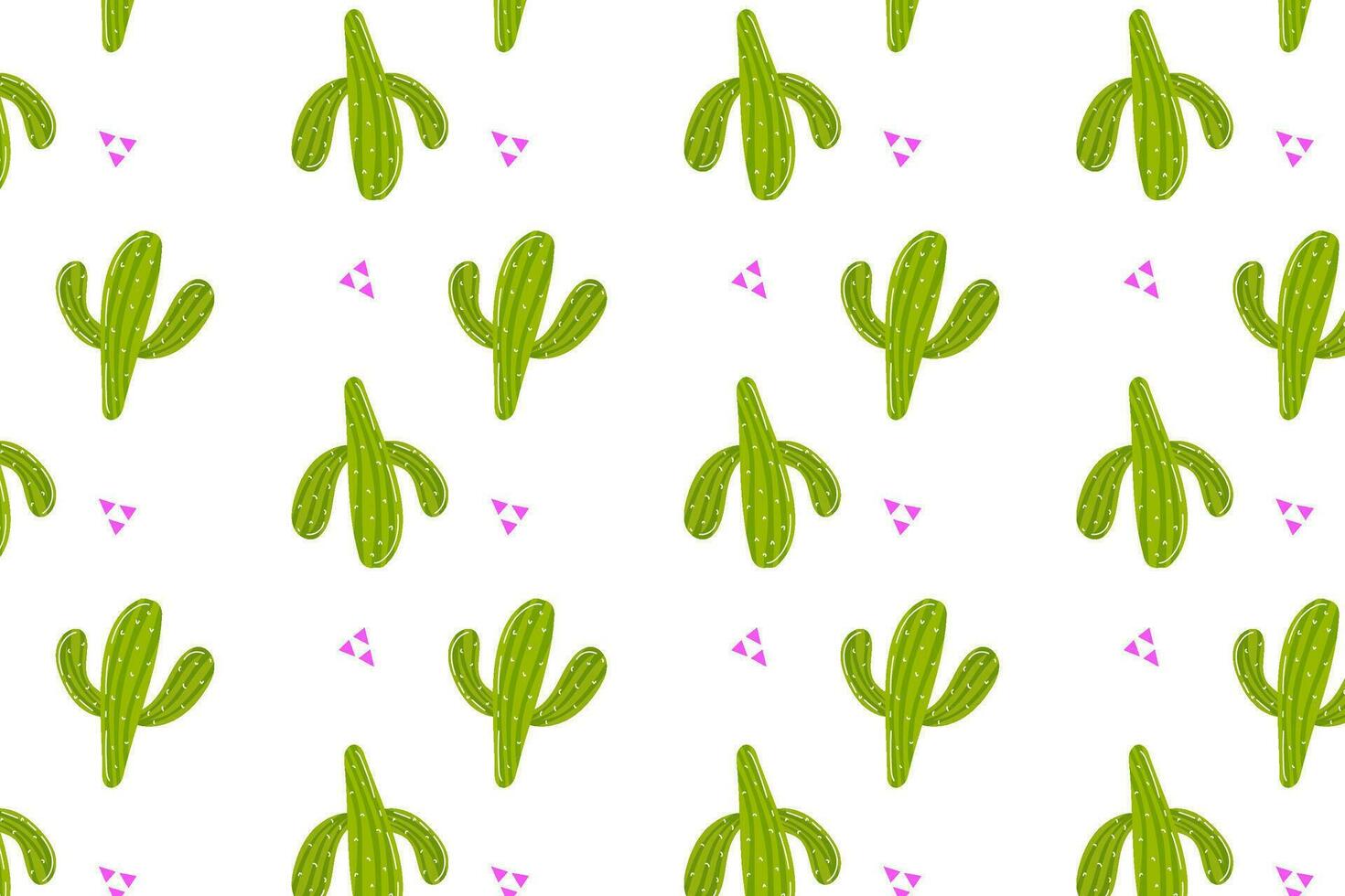 cactus modèle, épineux vert cactus sur une blanc Contexte. modèle, sans couture modèle avec mignonne vert mexicain cactus. vecteur