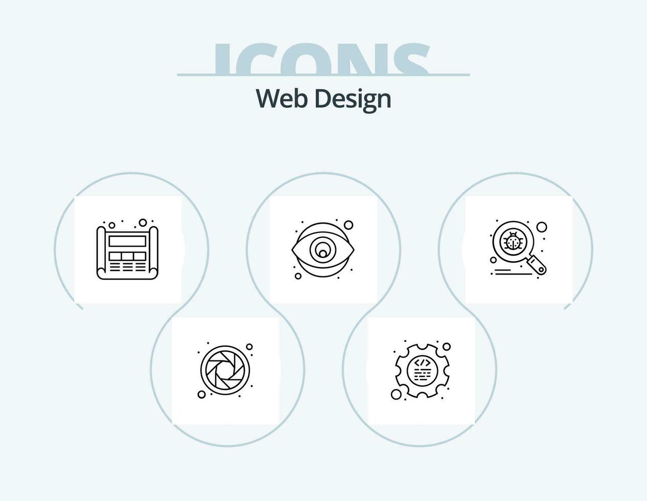 la toile conception ligne icône pack 5 icône conception. dent. technologie. http. liste. numérique vecteur