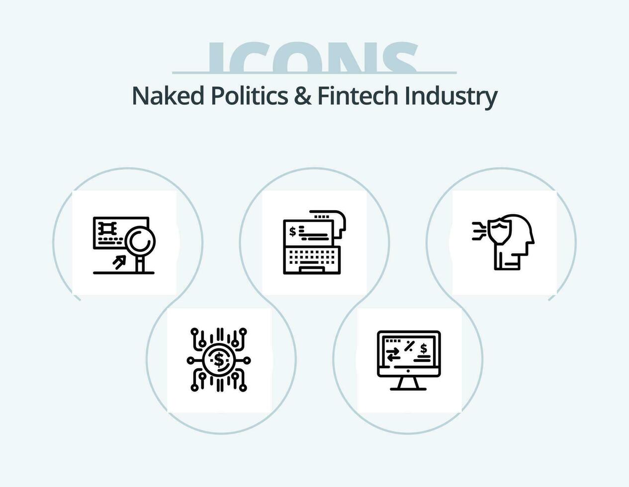 nu politique et fintech industrie ligne icône pack 5 icône conception. ordinateur. fintech industrie. crypto-monnaie. réforme. le revenu vecteur
