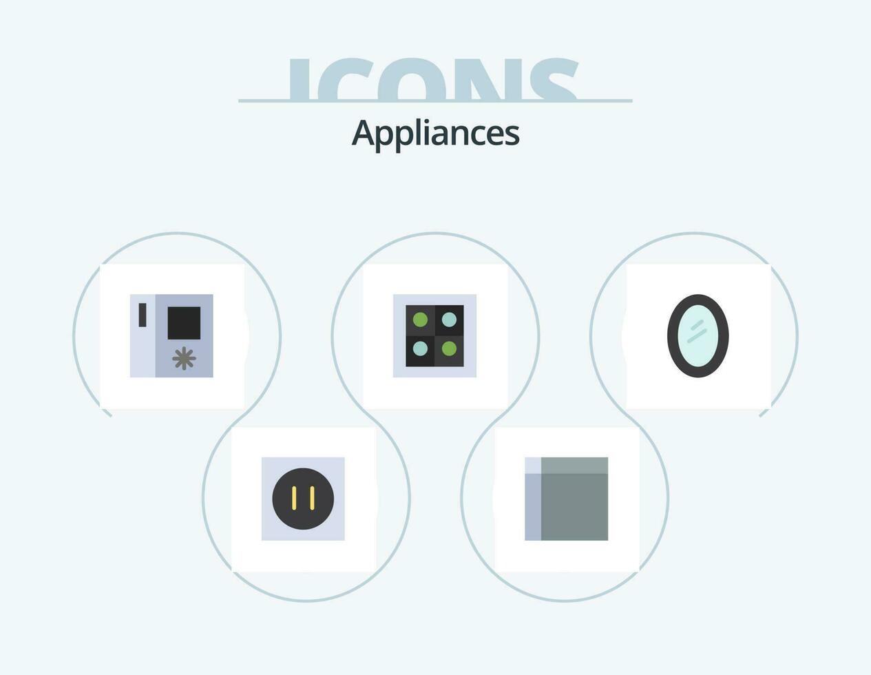 appareils électroménagers plat icône pack 5 icône conception. maison. appareils électroménagers. maison. poêle. gaz vecteur