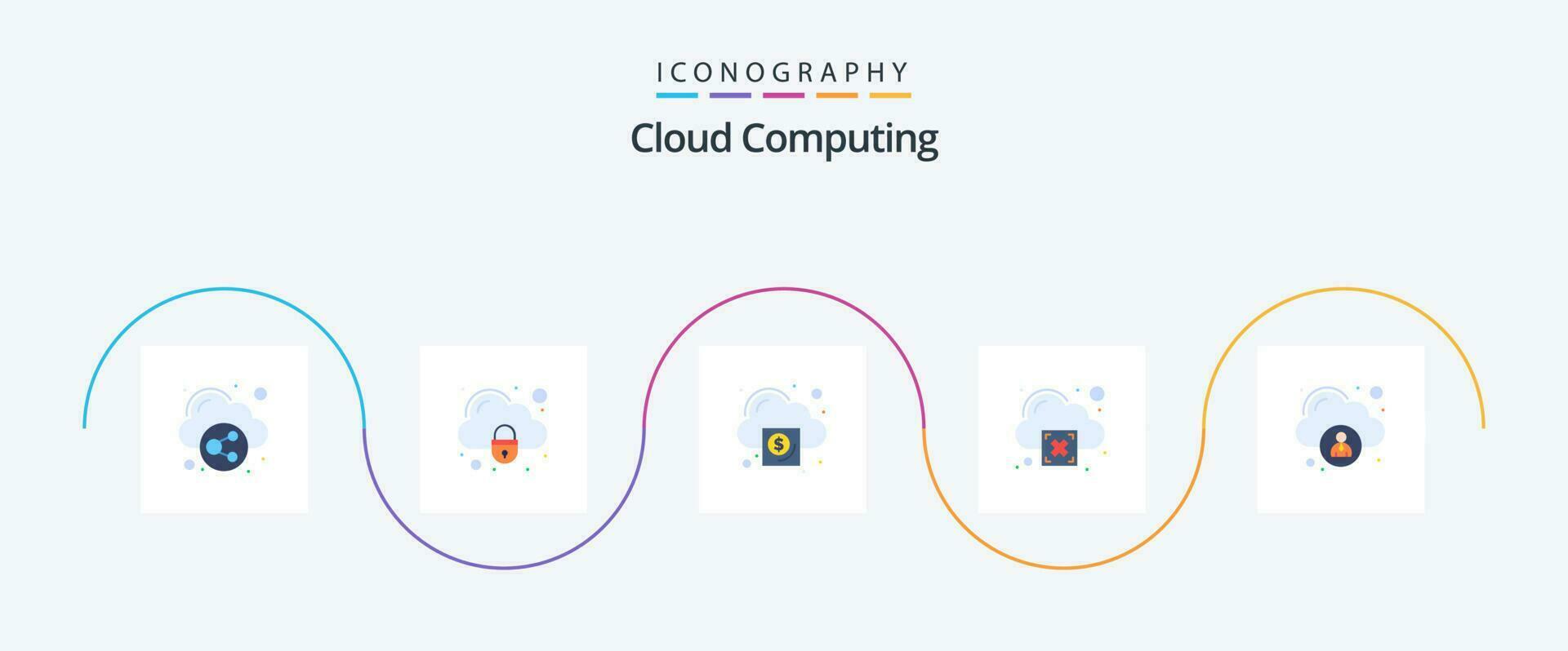 nuage l'informatique plat 5 icône pack comprenant nuage. traverser. entreprise. avertissement. nuage vecteur