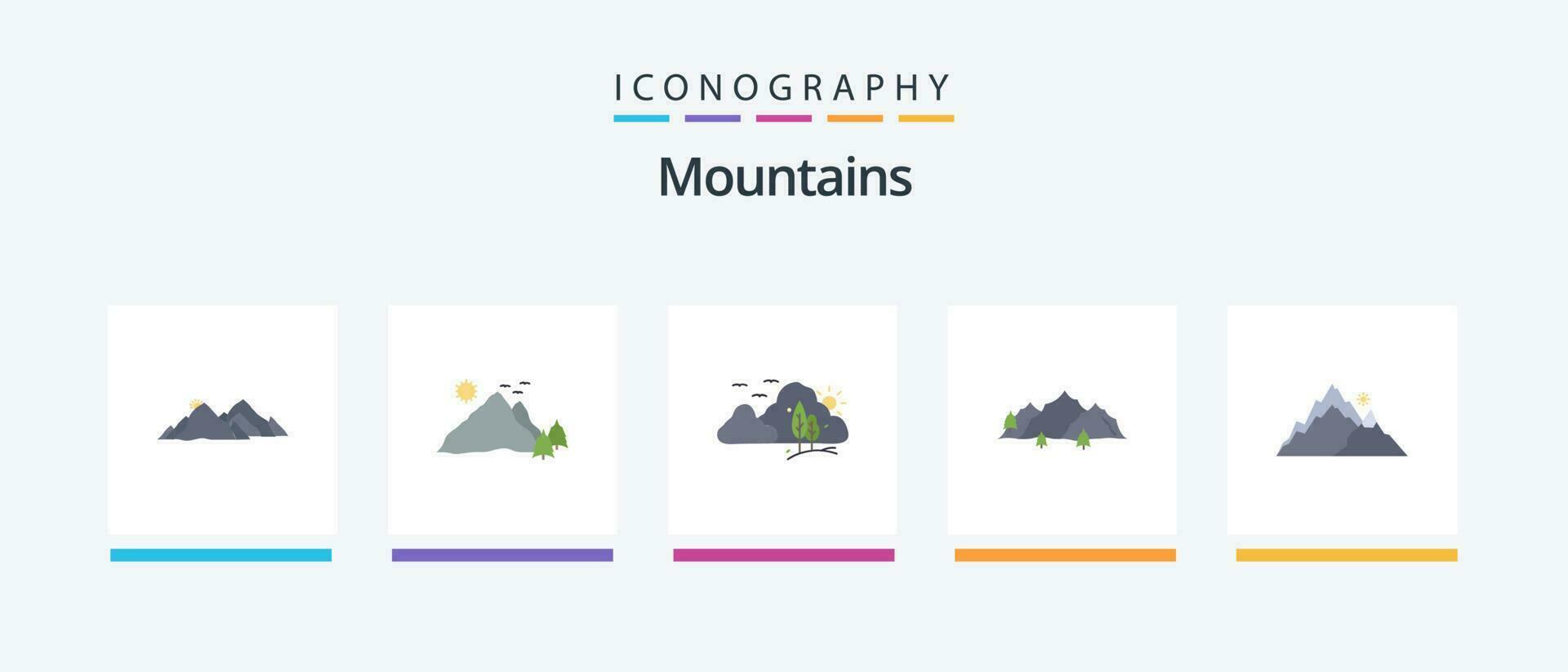 montagnes plat 5 icône pack comprenant . nature.. Créatif Icônes conception vecteur