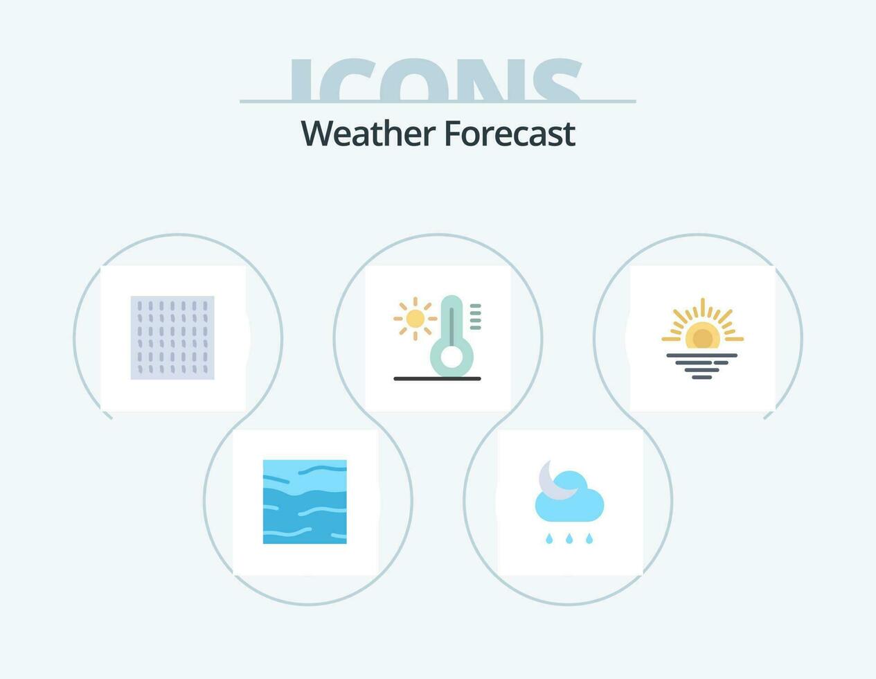 temps plat icône pack 5 icône conception. temps. Soleil. temps. température. climat vecteur