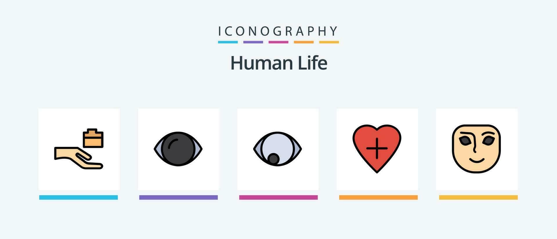 Humain ligne rempli 5 icône pack comprenant vision. affronter. commercialisation. œil. main. Créatif Icônes conception vecteur