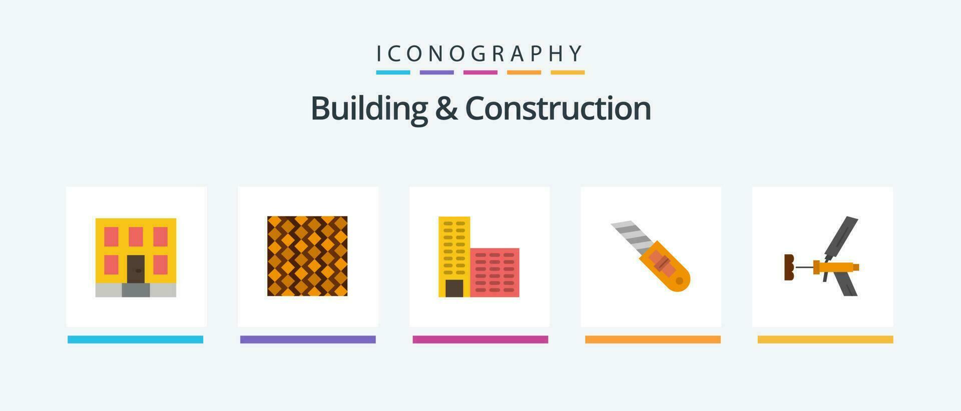 bâtiment et construction plat 5 icône pack comprenant coupeur. outil. rayures. couteau. bâtiment. Créatif Icônes conception vecteur