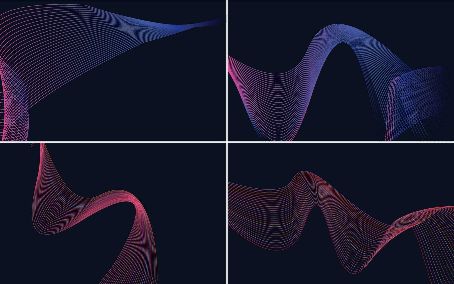 ensemble de 4 lignes abstraites de fond de motif de vague géométrique vecteur