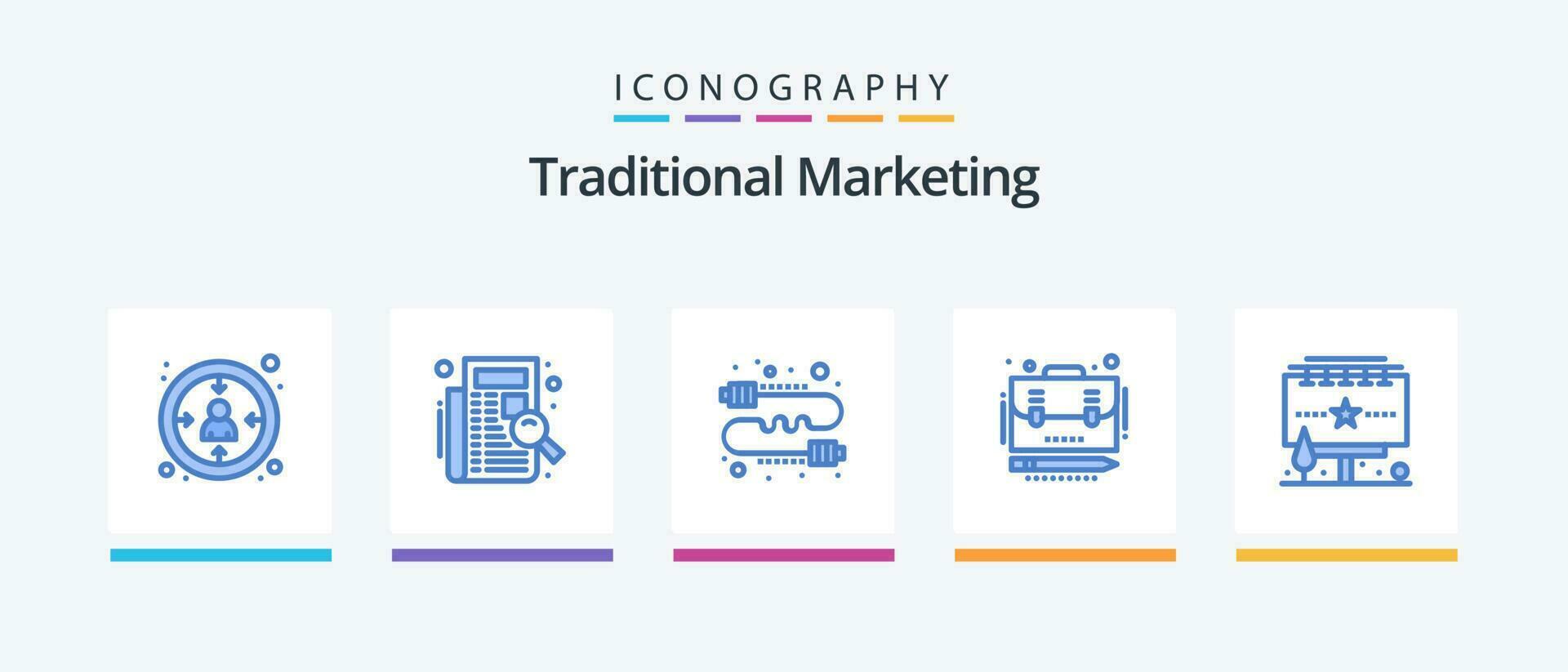 traditionnel commercialisation bleu 5 icône pack comprenant cas. cas. inscription. entreprise. potins. Créatif Icônes conception vecteur