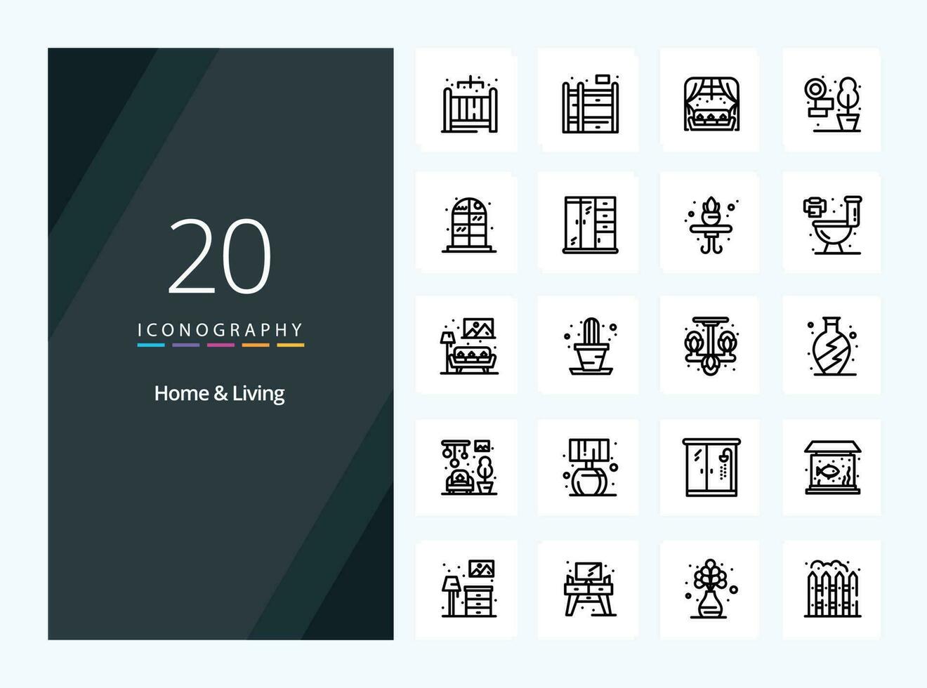 20 icône de contour de maison et de vie pour la présentation vecteur